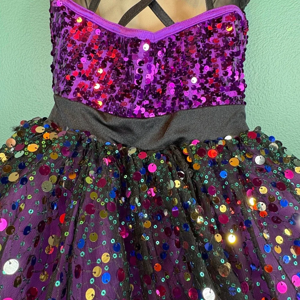 Weissman Purple‎ Sequin Ombre Dance Costume Lyrical Jazz Girls MC